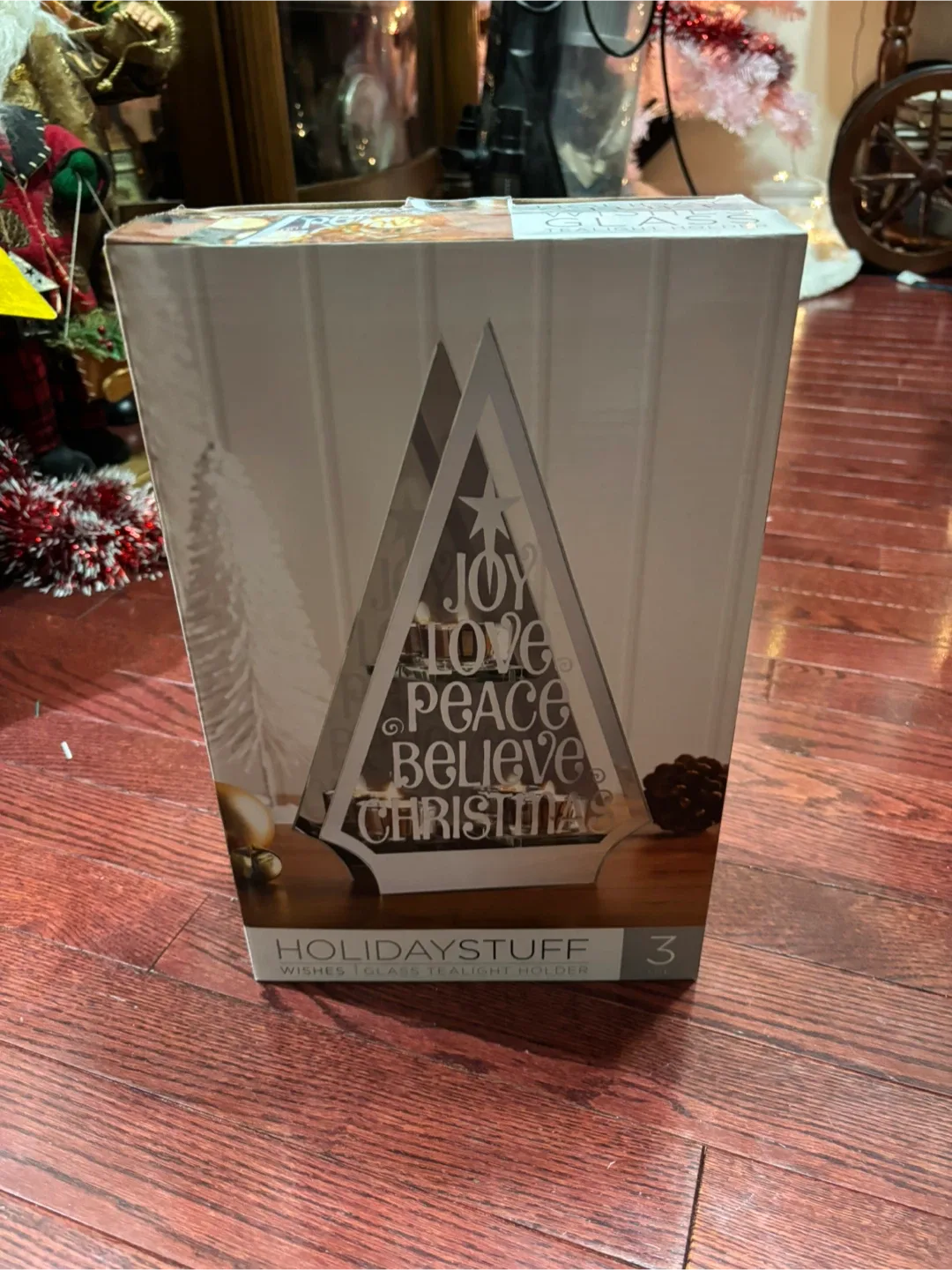 Holiday Stuff Wishes Glass Tealight Holder