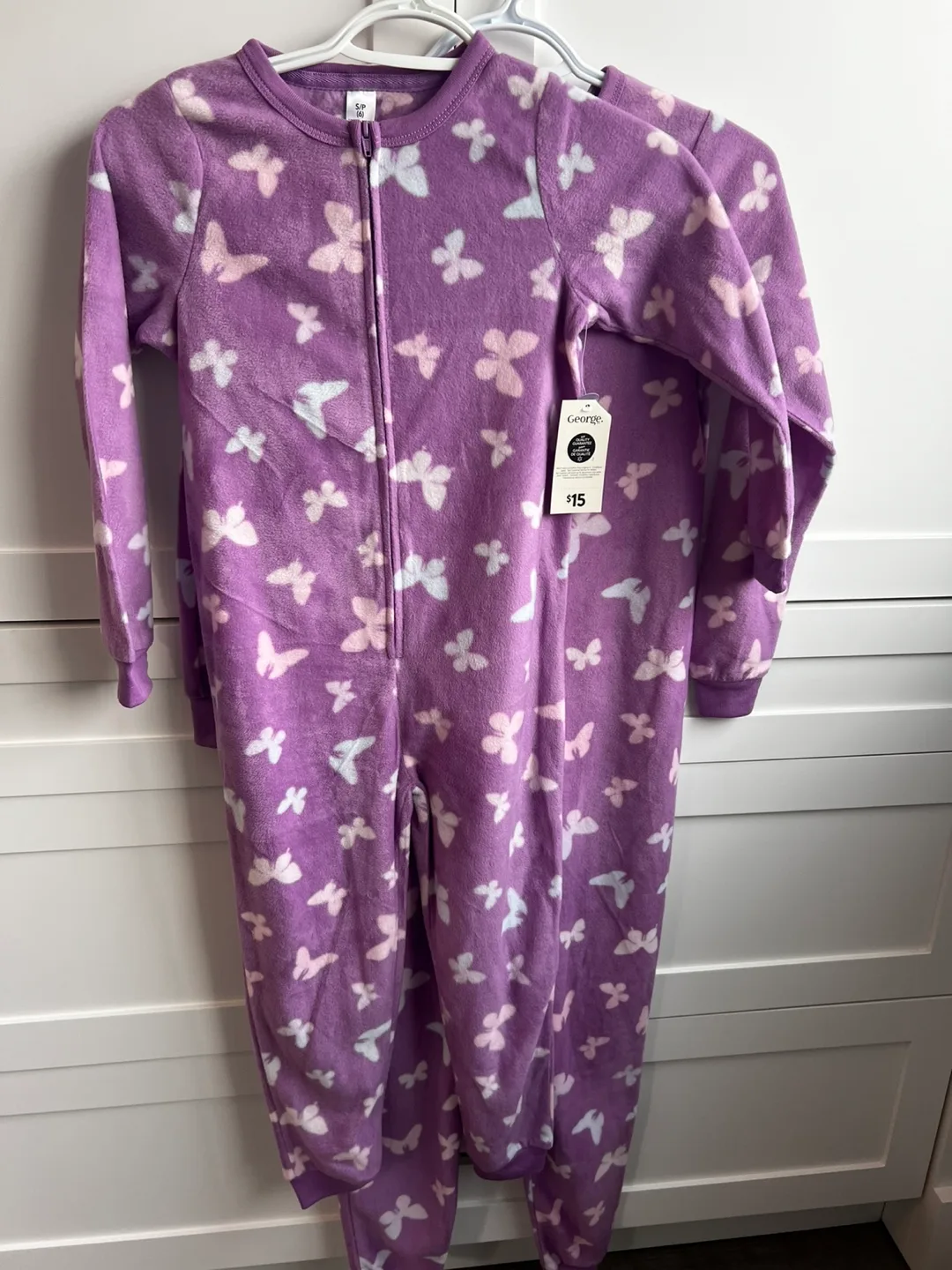 George Kids Purple Butterfly Pajama - Size 6 and 7/8