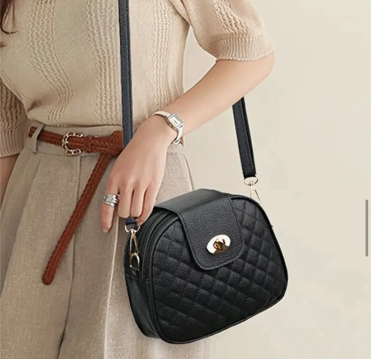 Black Quilted Crossbody Bag