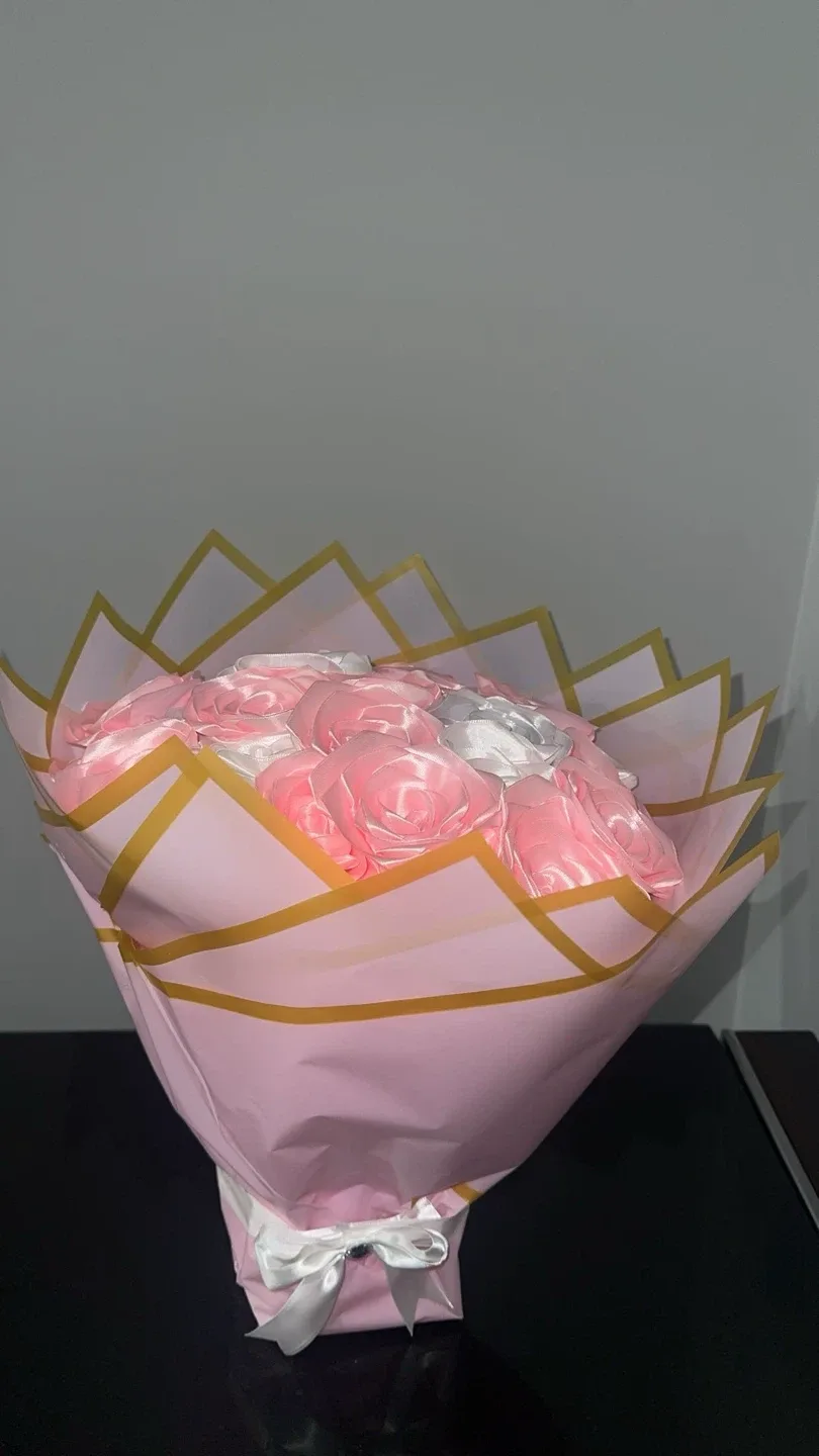 Bouquet of Pink & White Fabric Roses