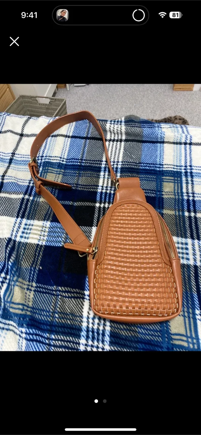 Brown Woven Sling Bag