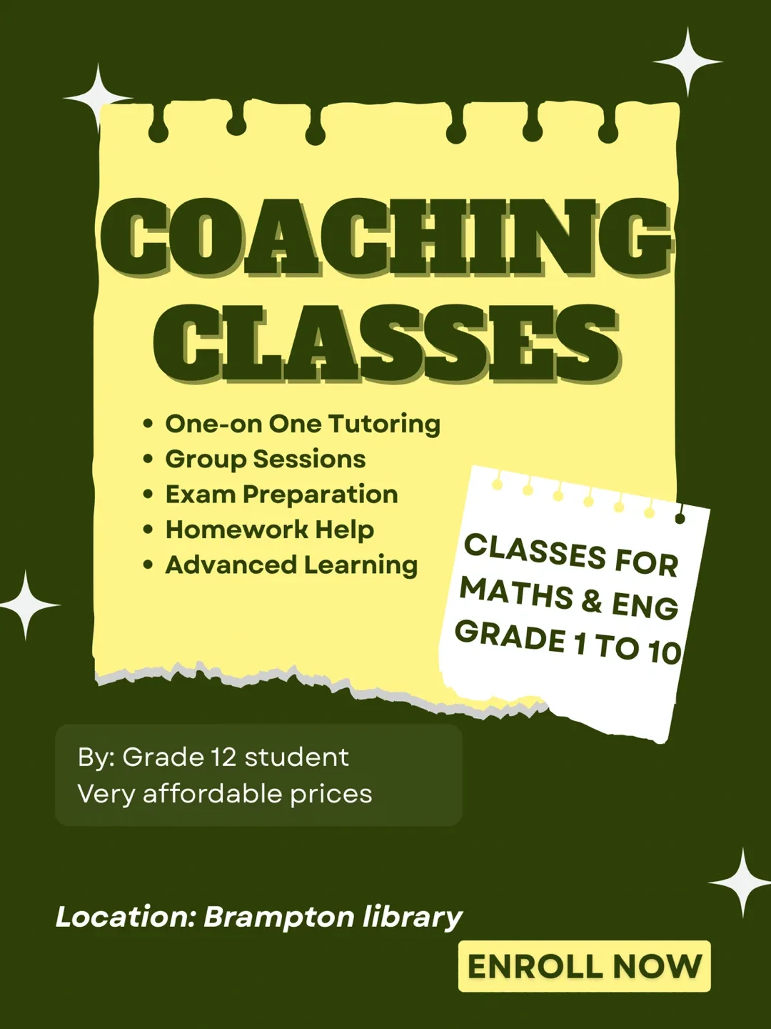 Coaching Classes - Maths & English Grade 1-10