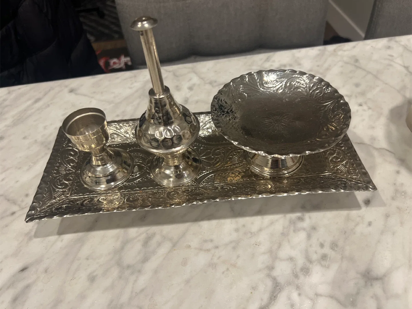 Decorative Silver Tray Set