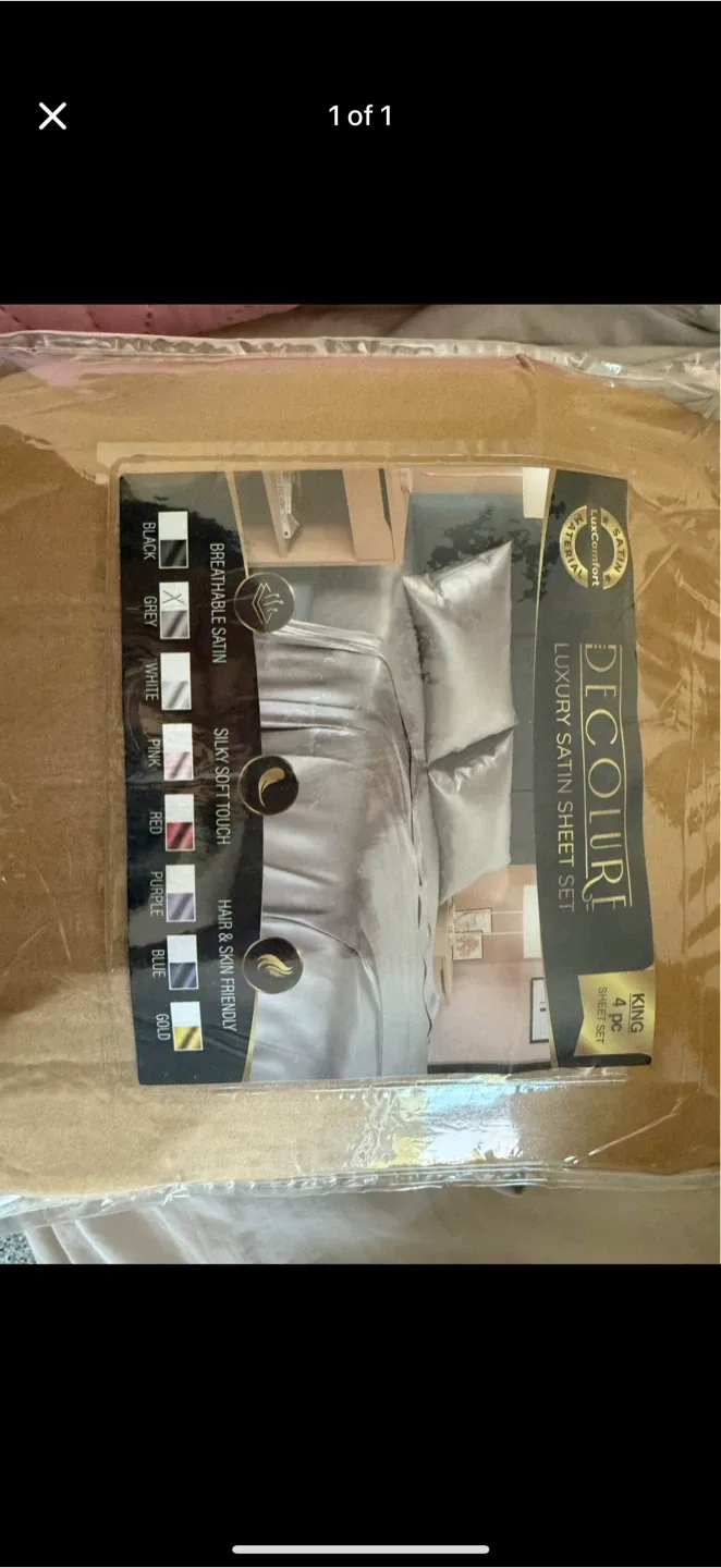 Decolure Luxury Satin King Sheet Set - Grey