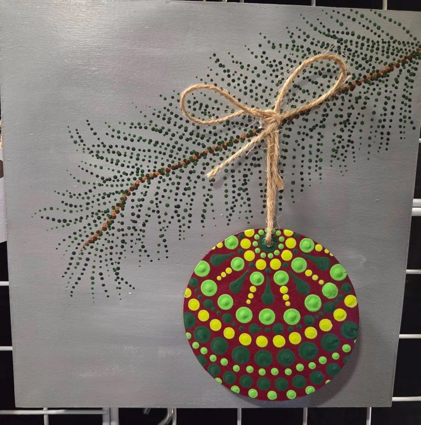 Hand-Painted Christmas Ornament Wall Art