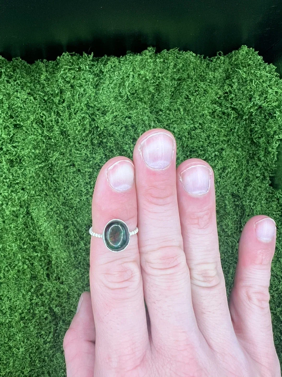 Smoked Oval Opal Ring in Silver