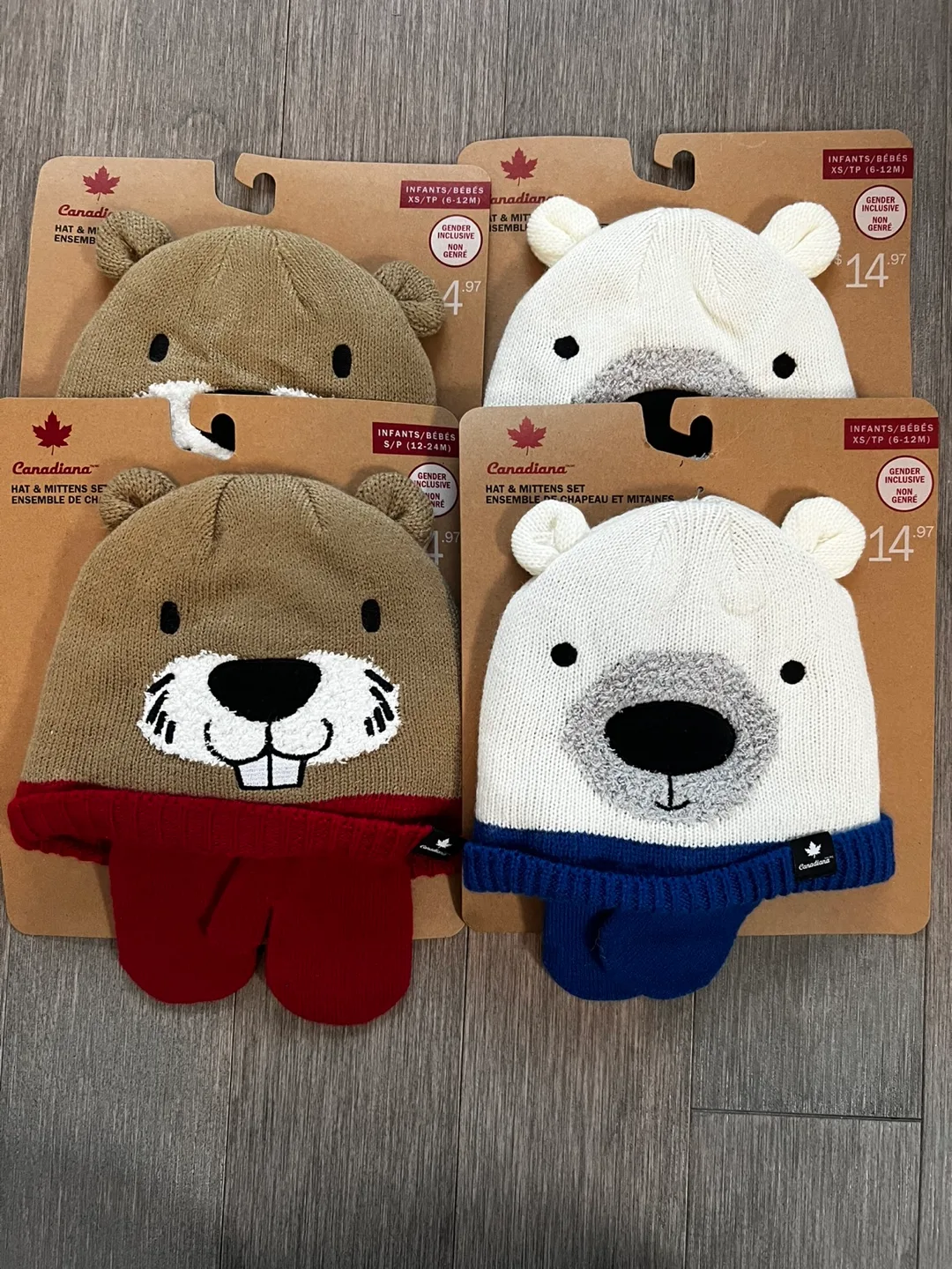 New Canadiana Hat & Mittens Sets