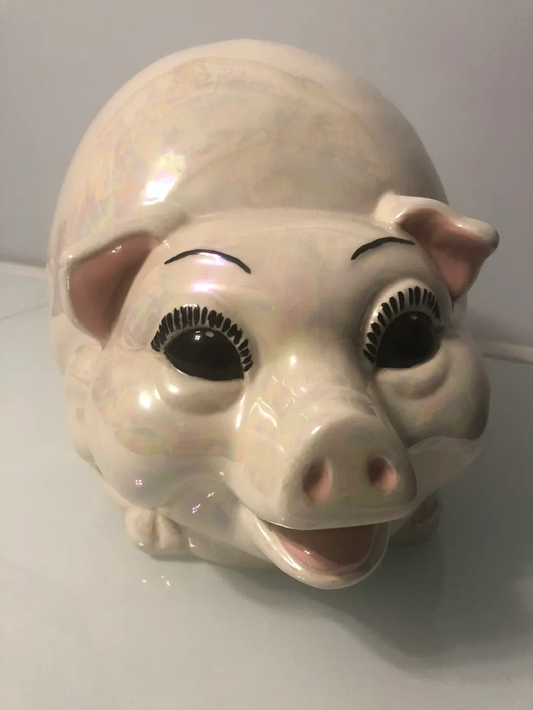Large pink iridescent  Piggy Bank