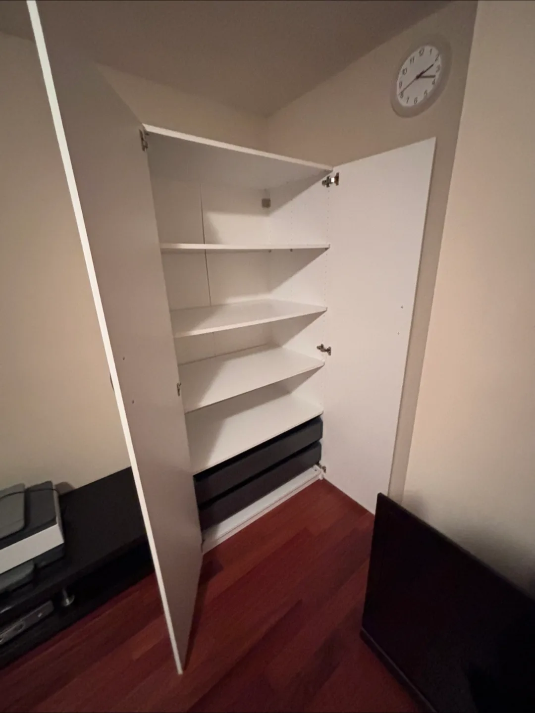 White Storage Cabinet with Shelves and two drawers image indicator(3)