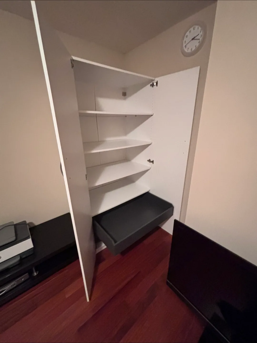 White Storage Cabinet with Shelves and two drawers image indicator(2)