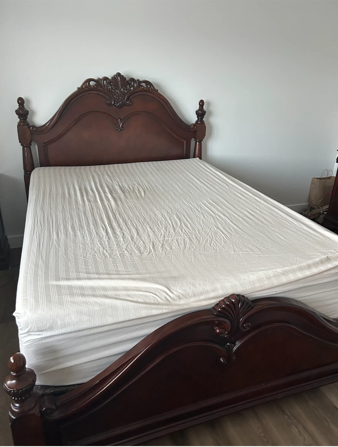 Queen Size Bed Frame - Ornate Wood