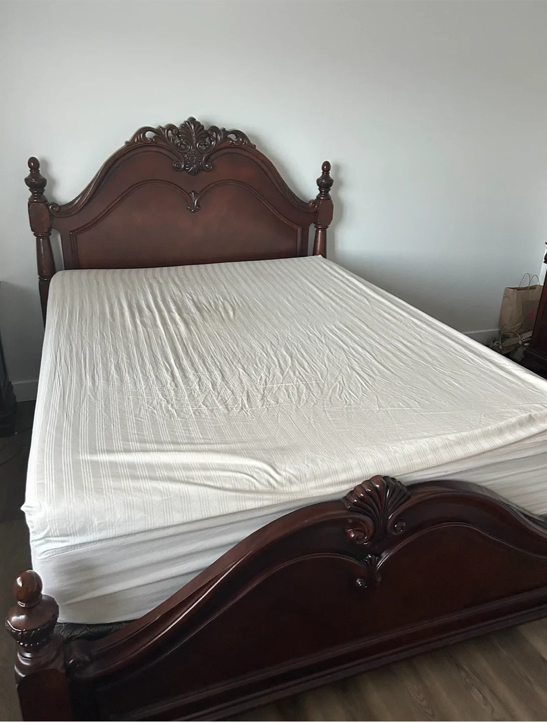 Queen Size Bed Frame - Ornate Wood