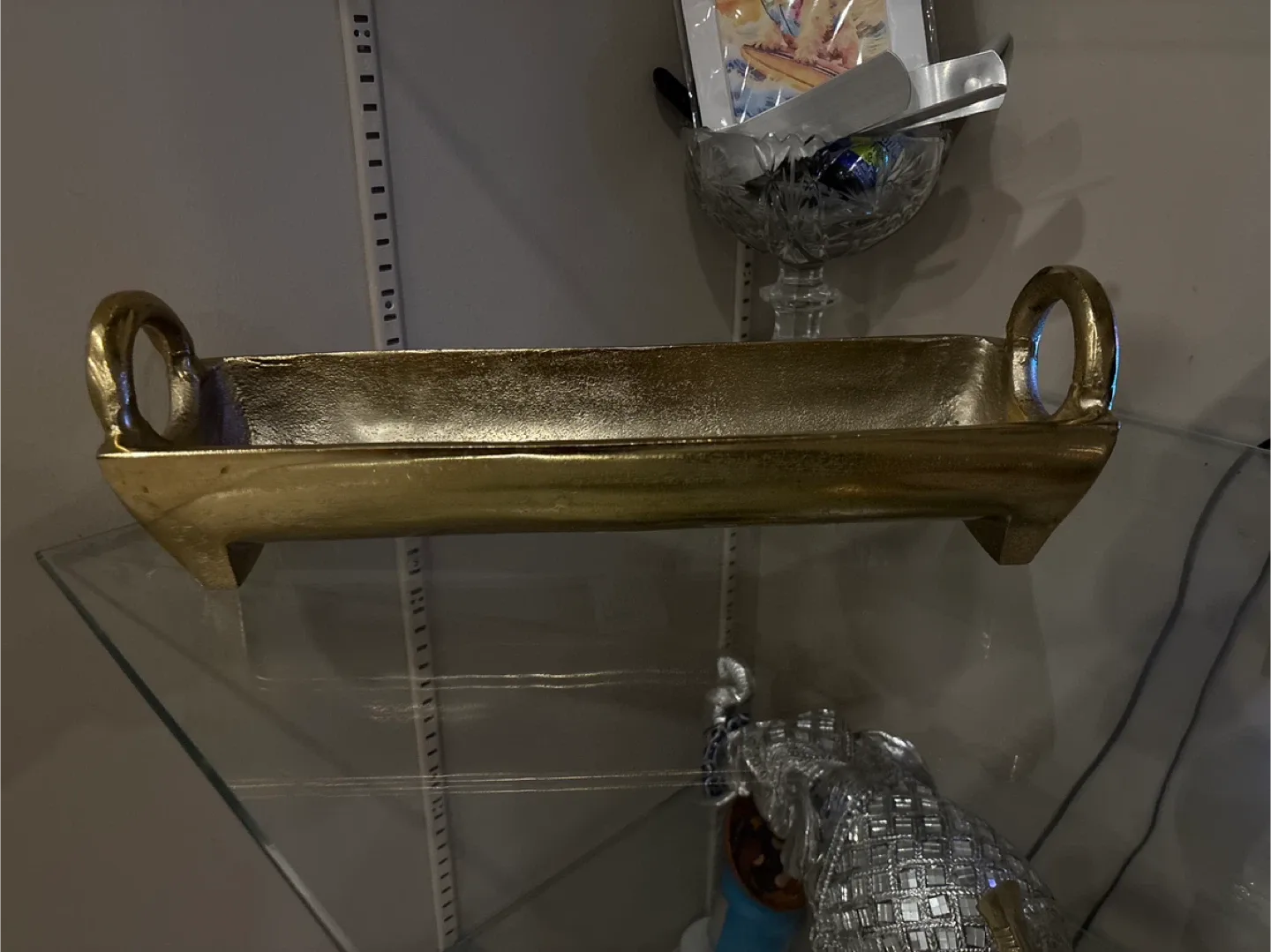 Gold Decorative Tray with Handles