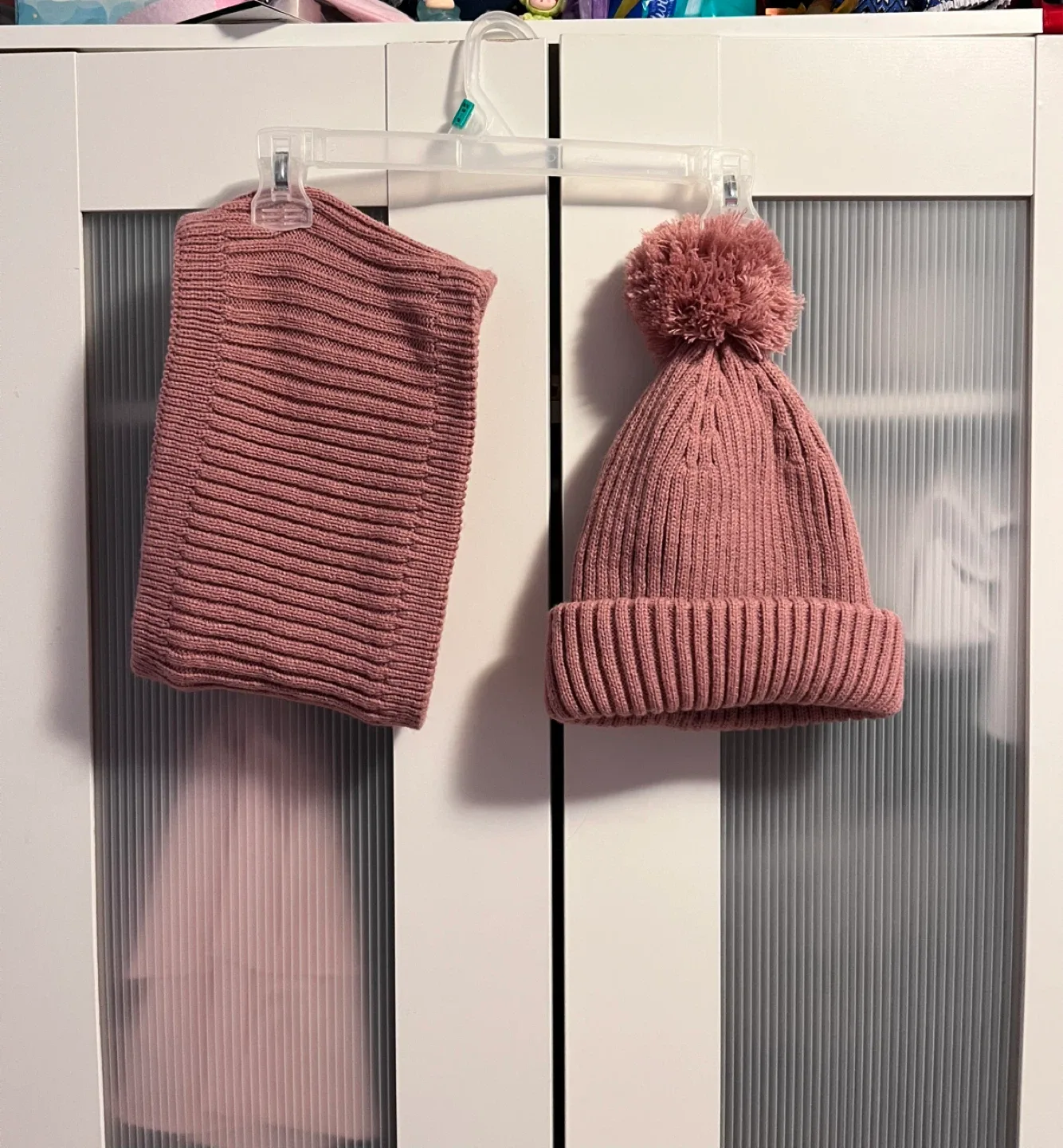 Pink Knit Hat & Scarf Set