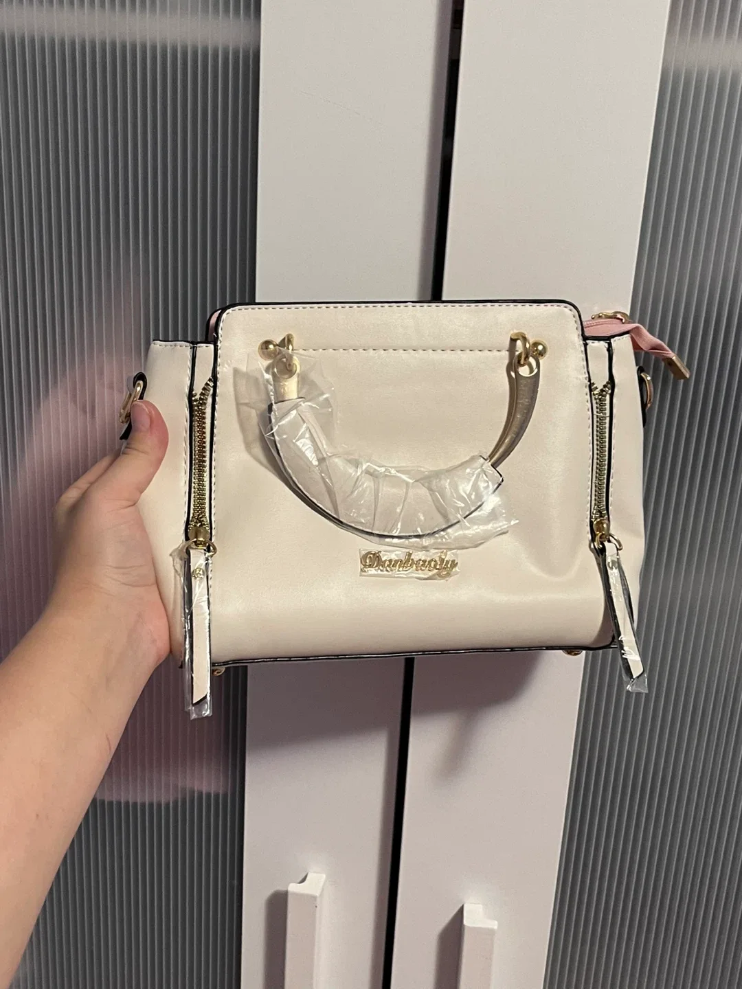 NEW Cream Handbag with Cat Purse