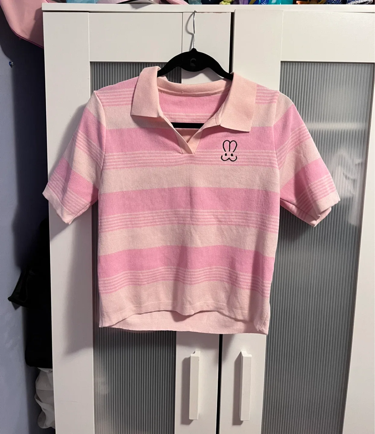 Striped Pink Polo Shirt Size M
