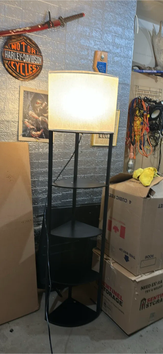 Black Floor Lamp with Shelves image indicator(3)