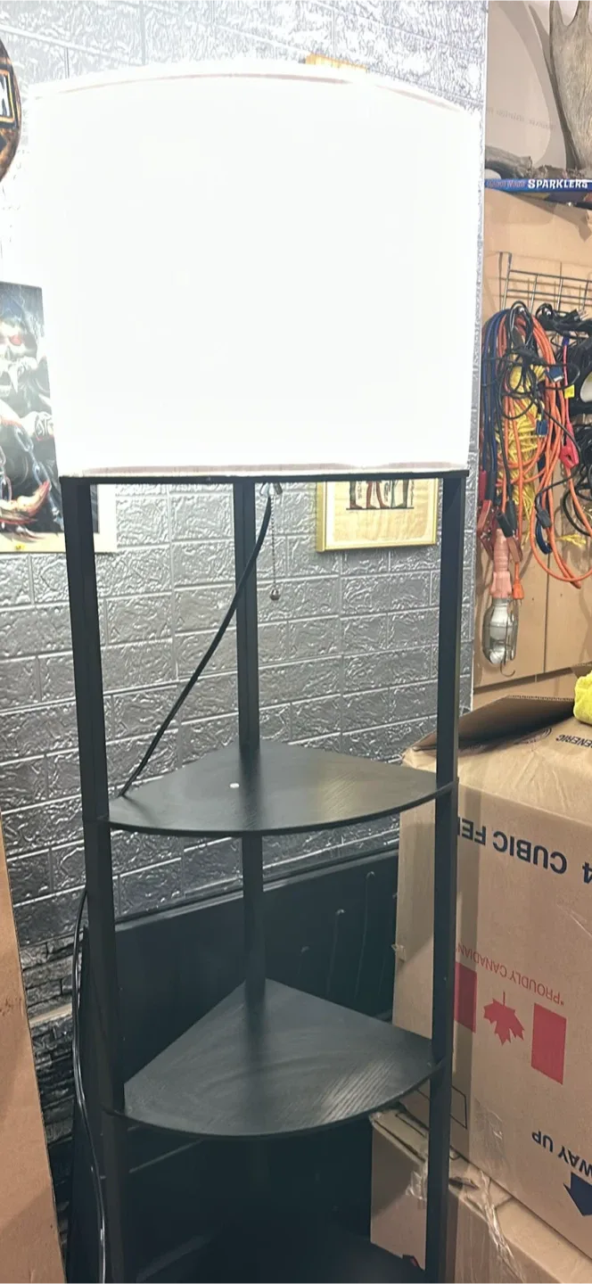 Black Floor Lamp with Shelves