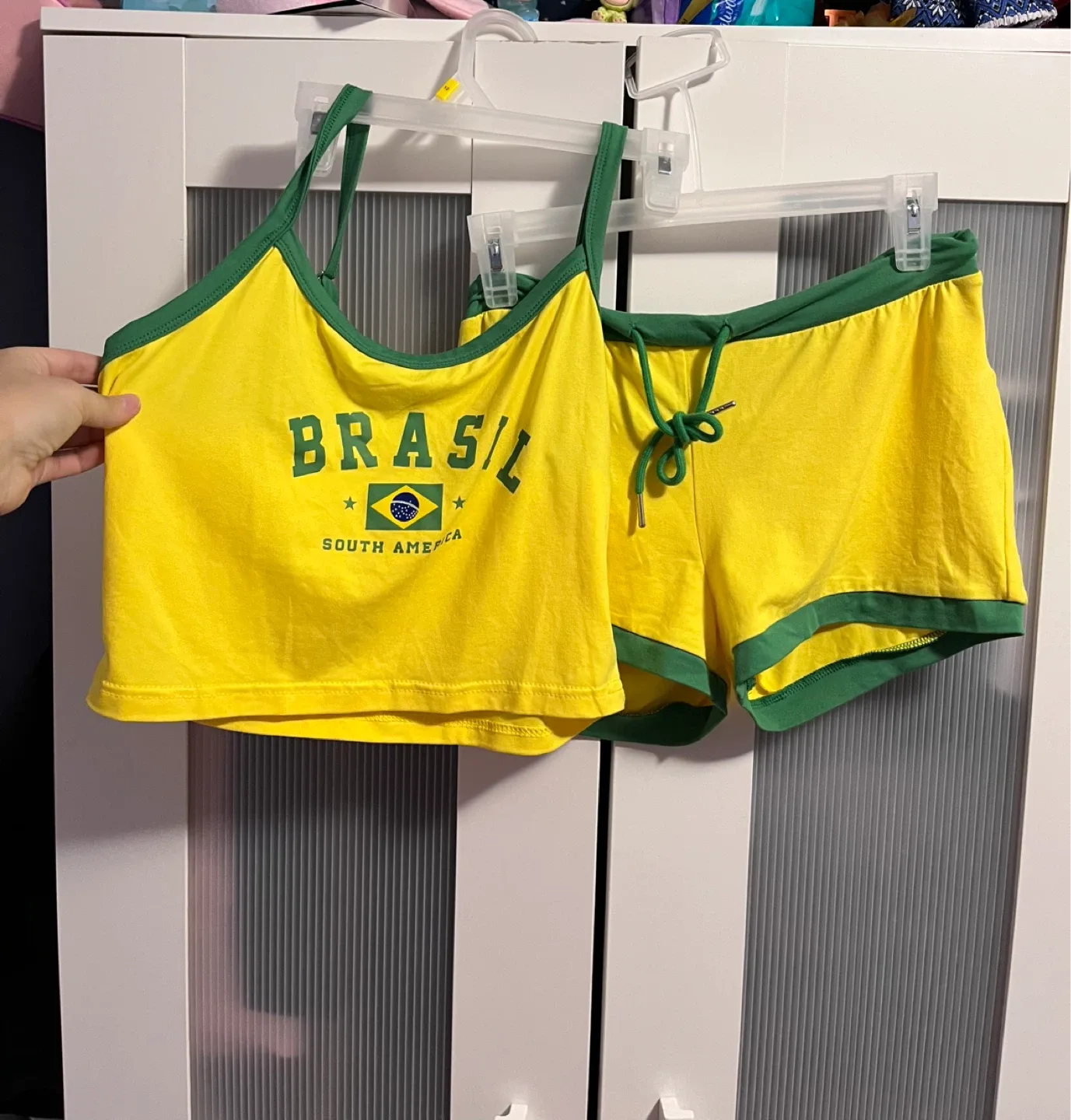 Brazil Yellow & Green Tank Top & Shorts Set