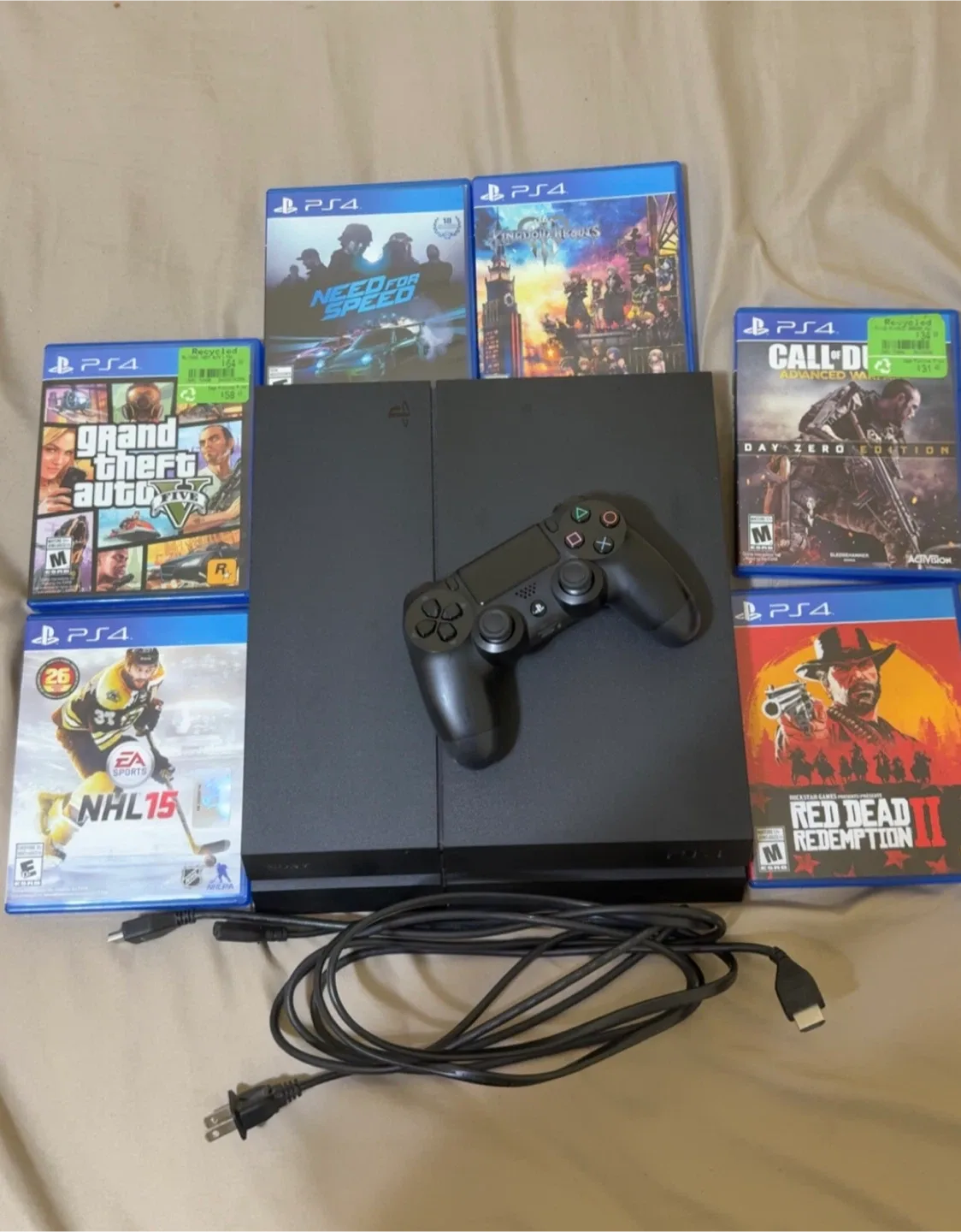 PlayStation 4 with 6 games and all cables