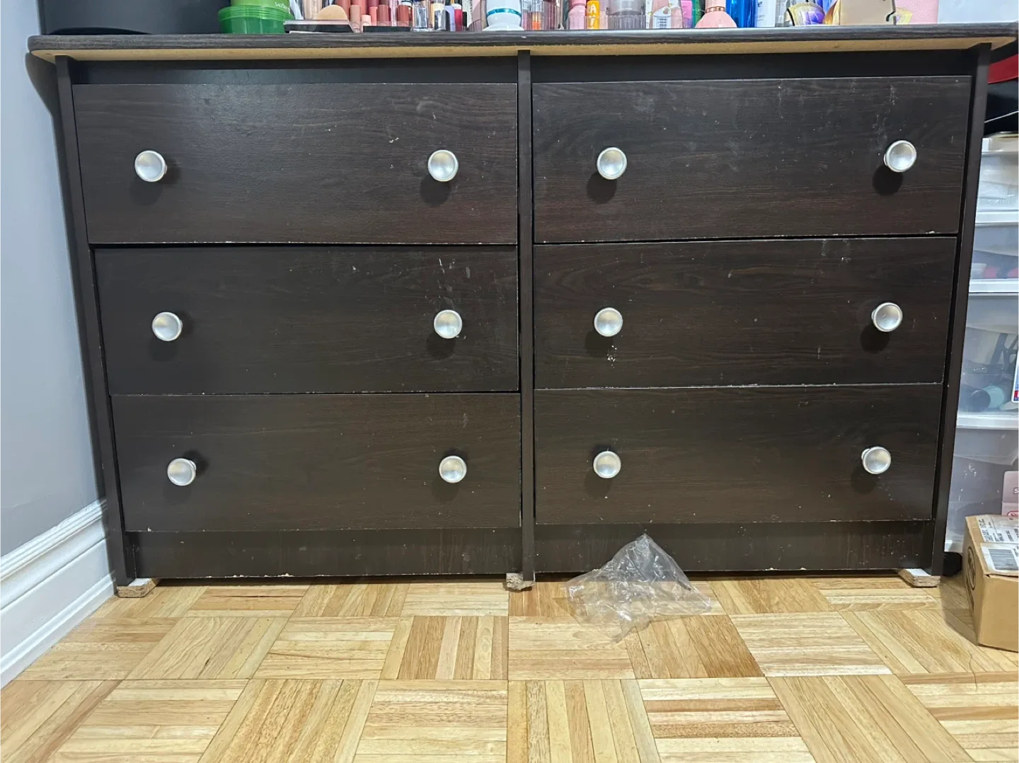 Dark Brown Six-Drawer Dresser