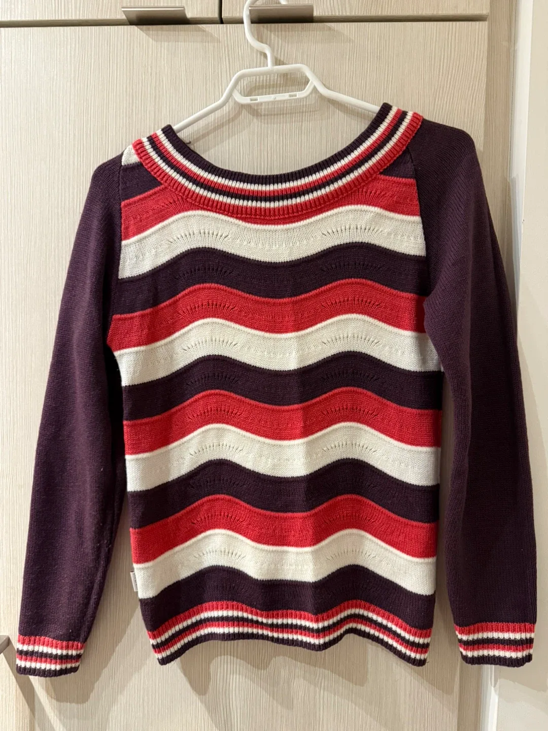 Striped Knit Sweater - Red, White, Purple