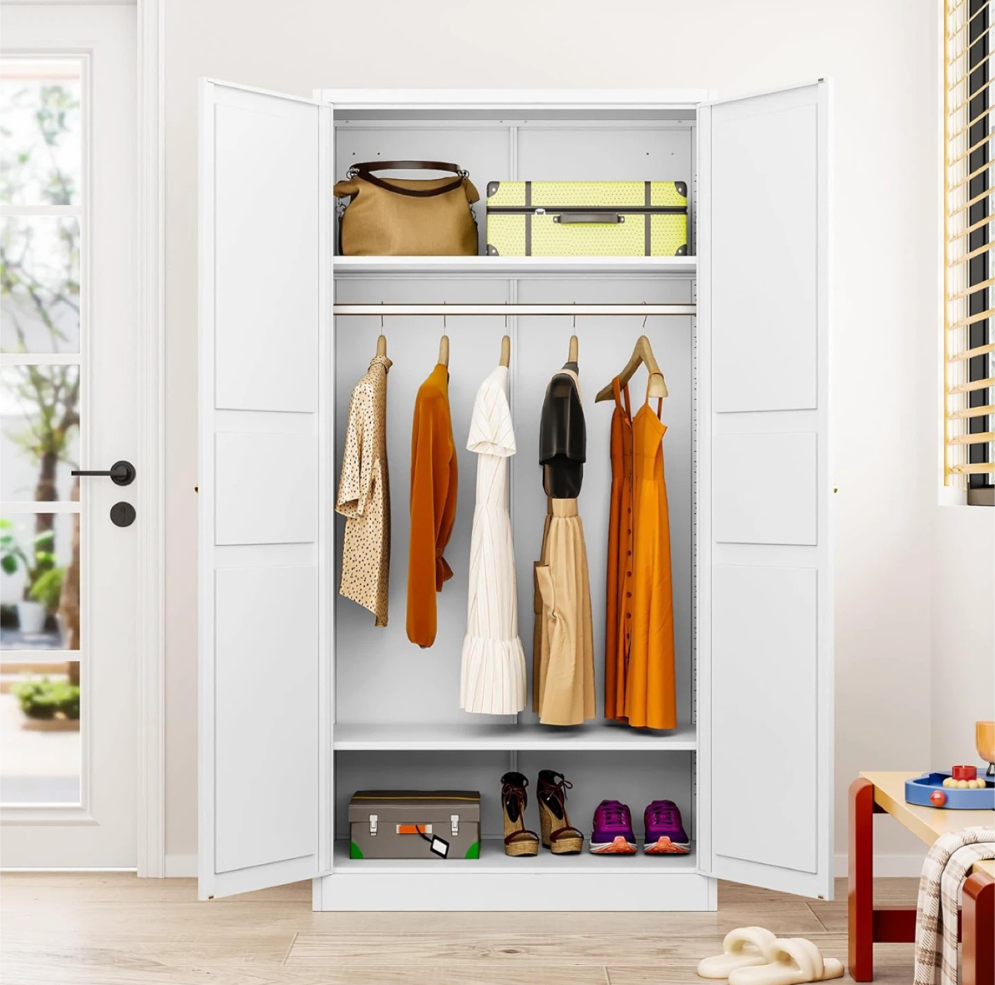 White Wardrobe Closet with Doors - photo 5