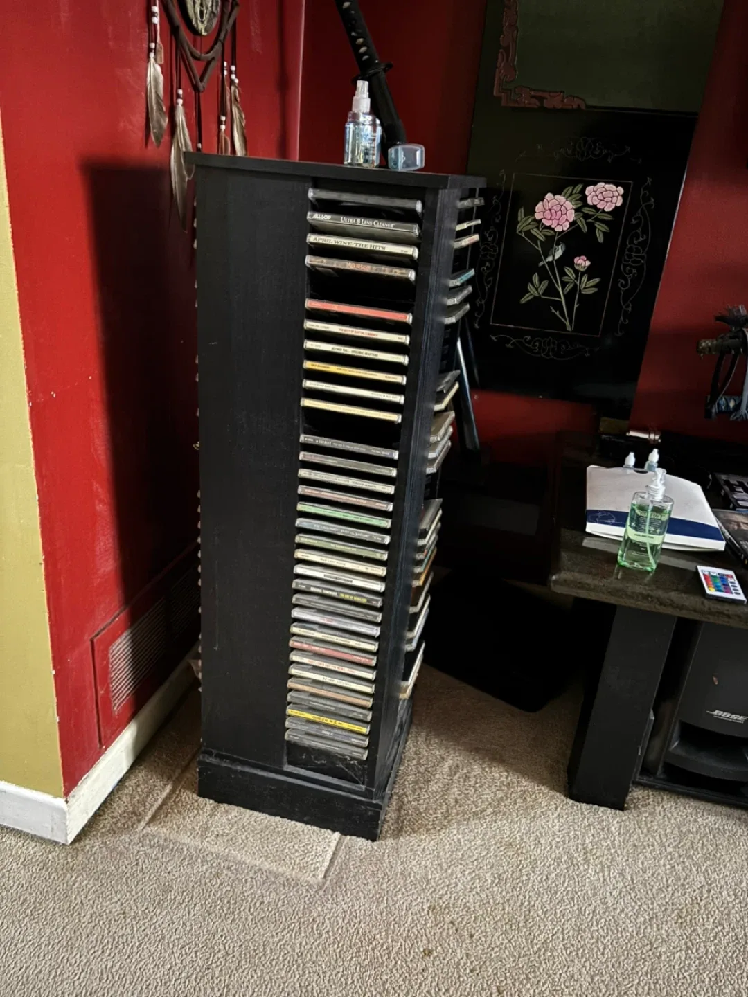 Black CD/DVD Rotating Tower