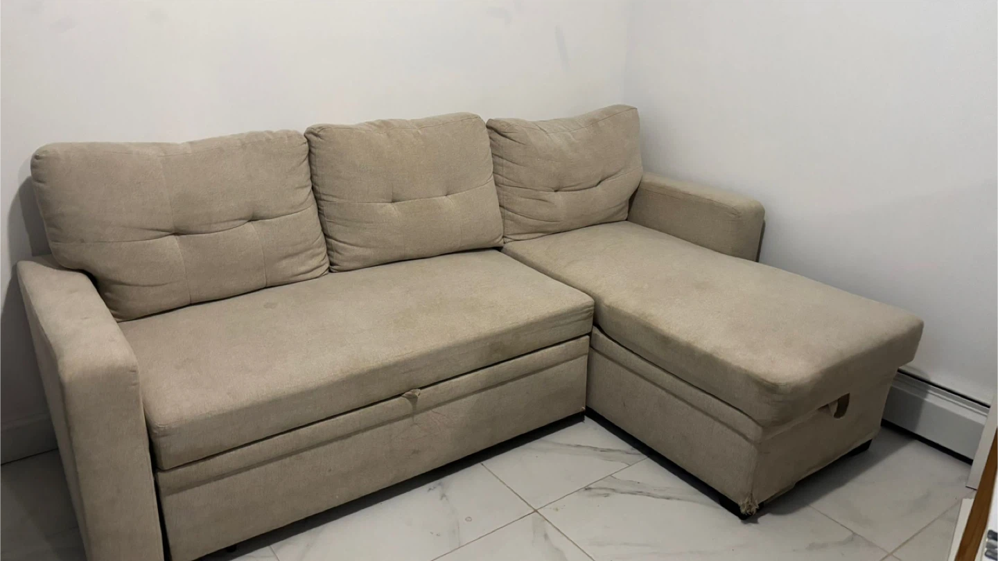 Beige Sofa with Chaise Lounge - photo 2