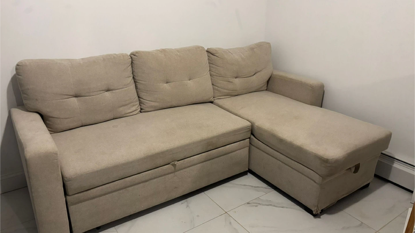 Beige Sofa with Chaise Lounge