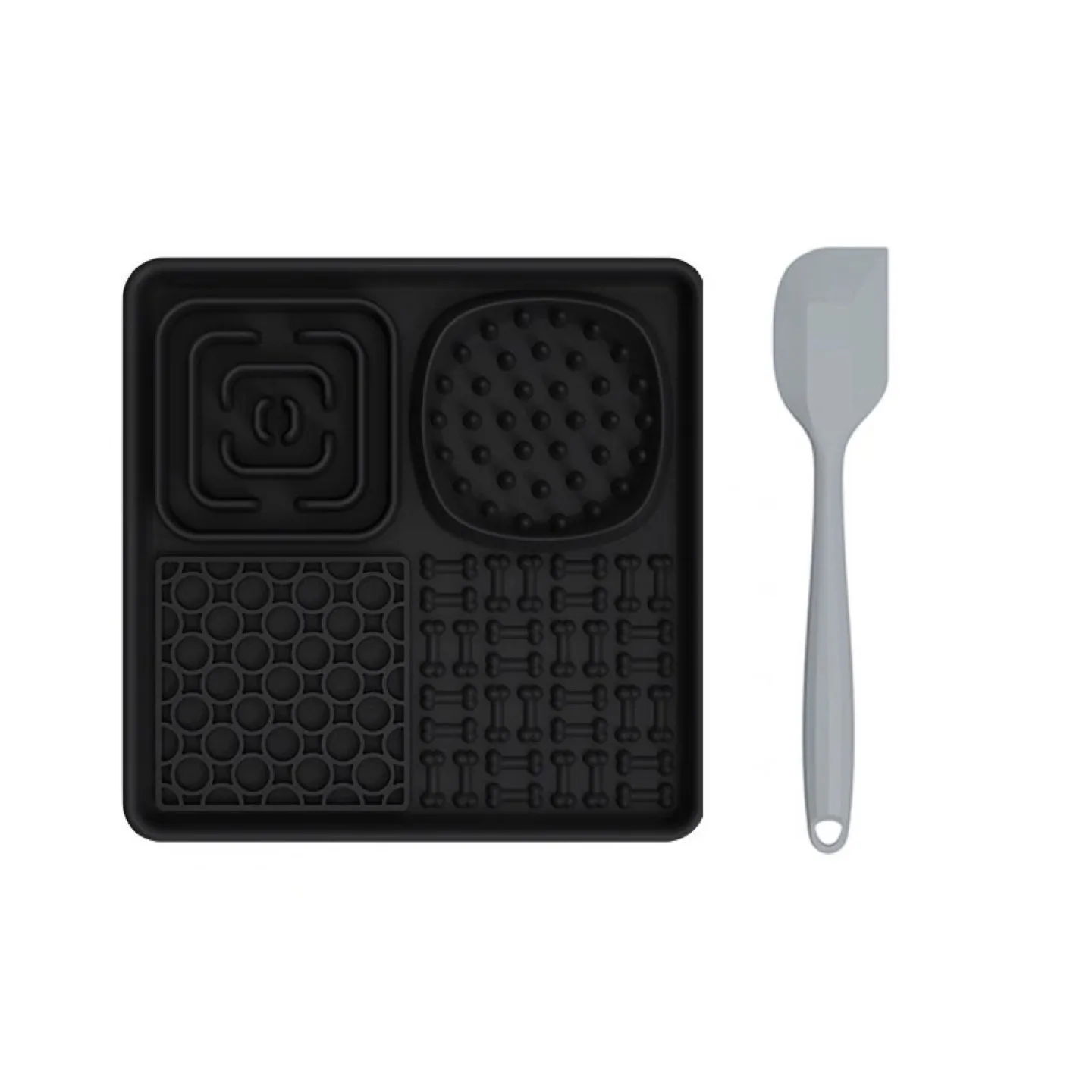 Dog Lick Mat with Spatula - Black