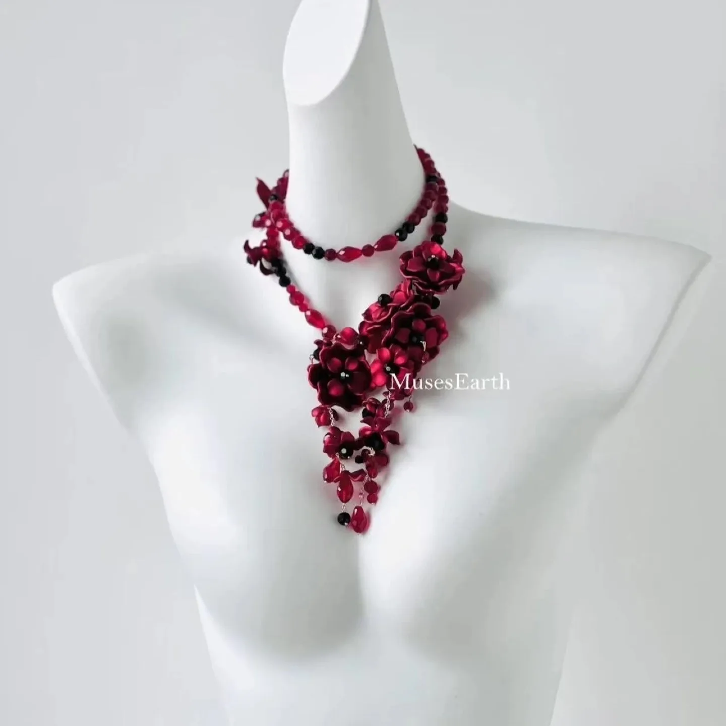 MusesEarth Red Floral Body Jewelry