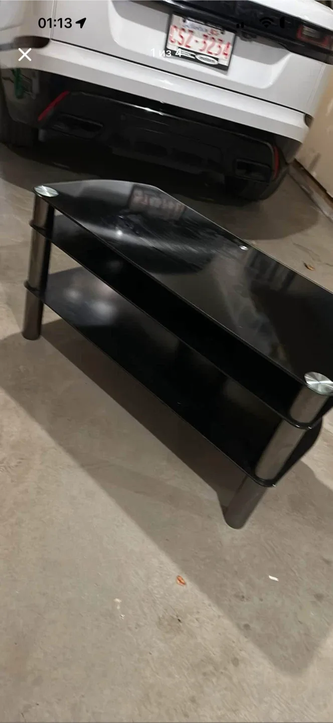 Black 3-Tier Glass Shelf