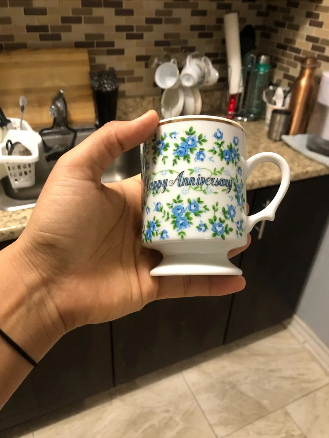 Happy Anniversary Floral Mug