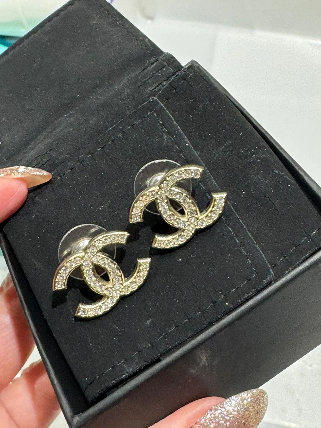 Authentic Chanel CC Logo Stud Earrings