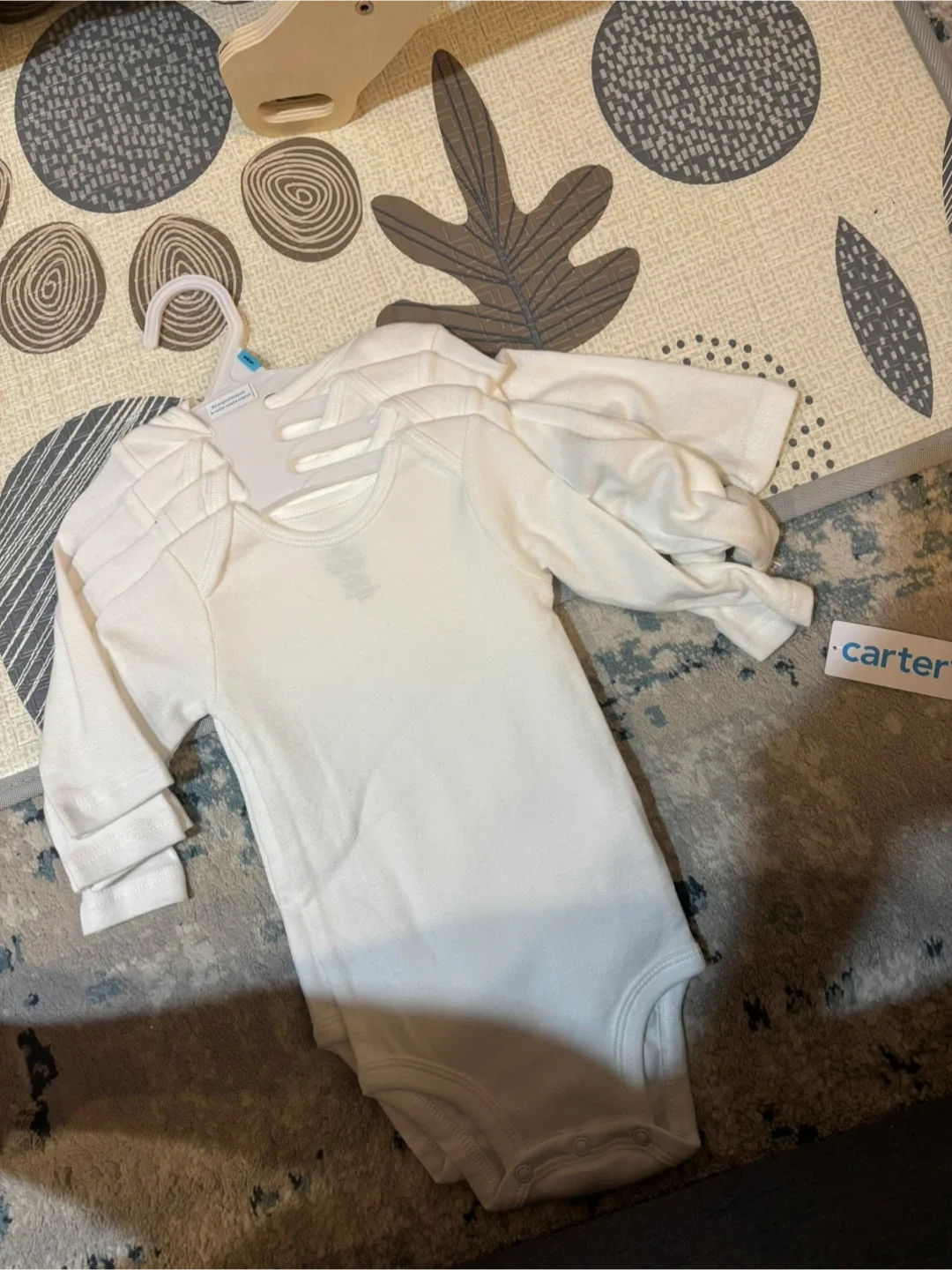 Carter's 6m White Long Sleeve Onesies