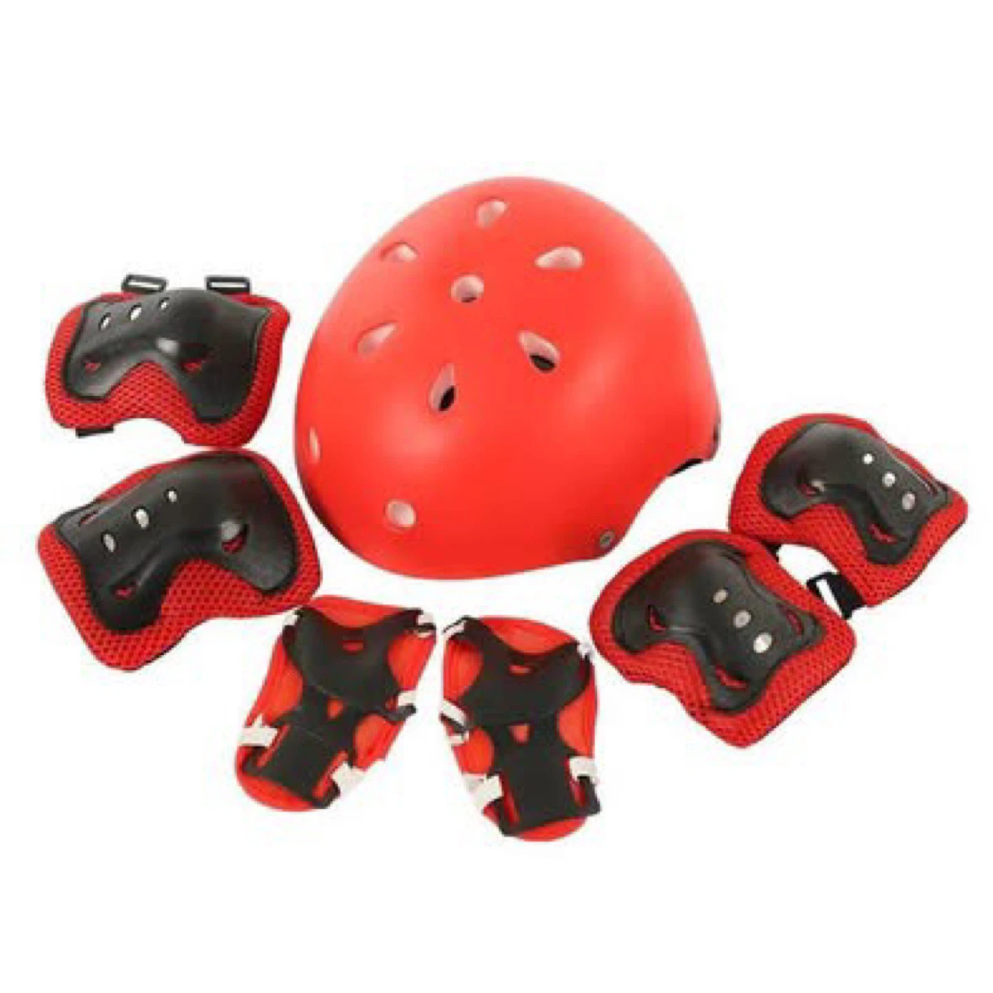 Red Kids' Protective Gear Set: Helmet & Knee/Elbow Pads
