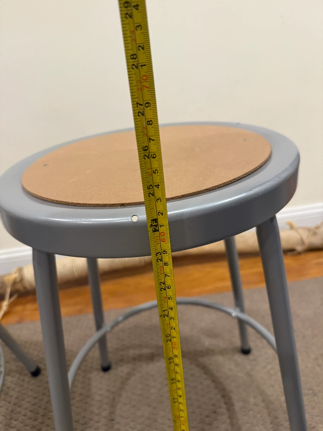 Set of 2 Gray Metal Studio Stools - 29" Height - photo 3