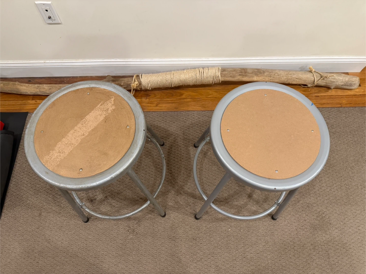 Set of 2 Gray Metal Studio Stools - 29" Height - photo 2