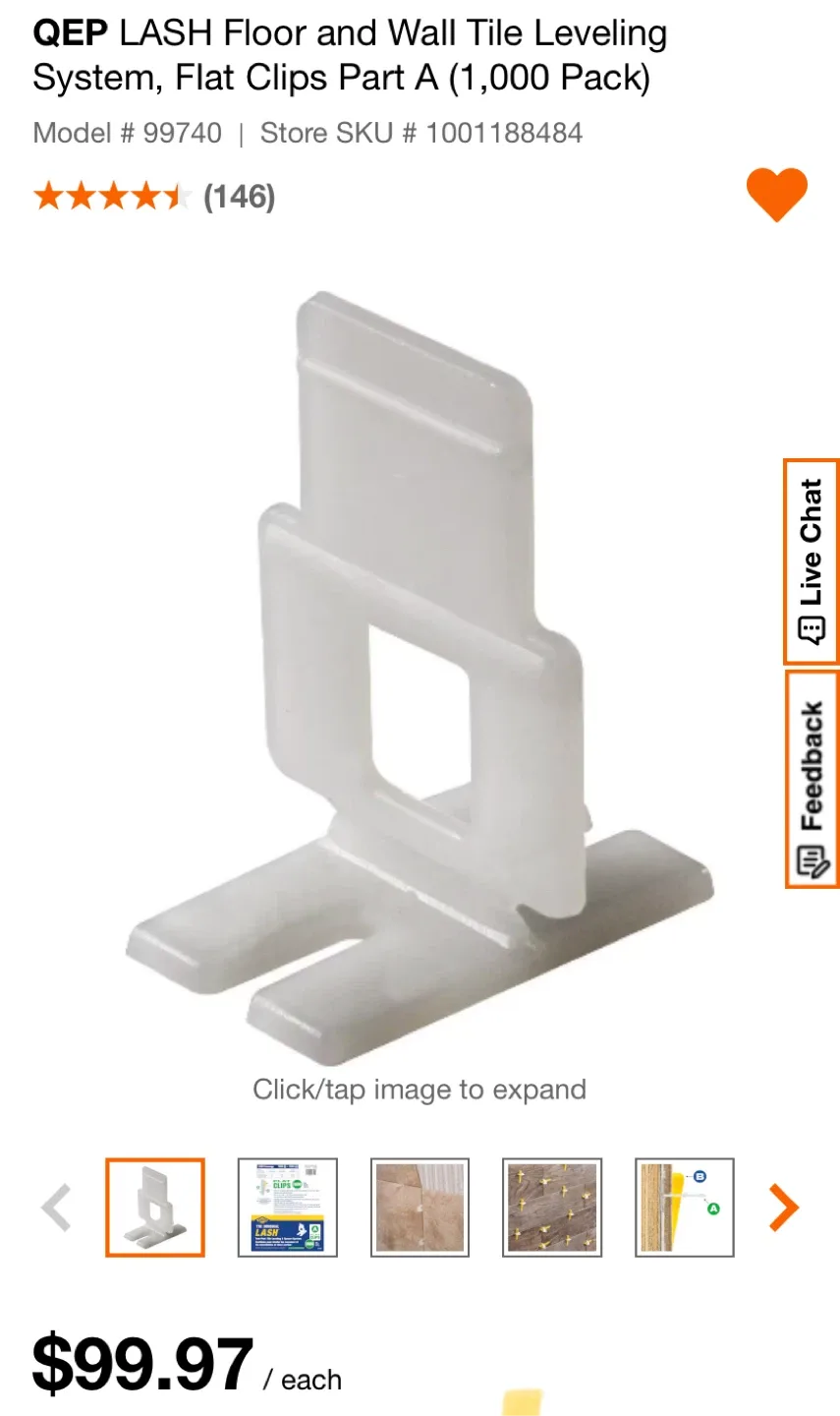 QEP Lash Tile Leveling Clips - 1000 Pack