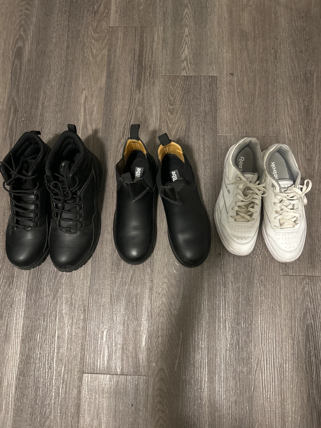 Assorted Shoes: Boots & Reebok Sneakers