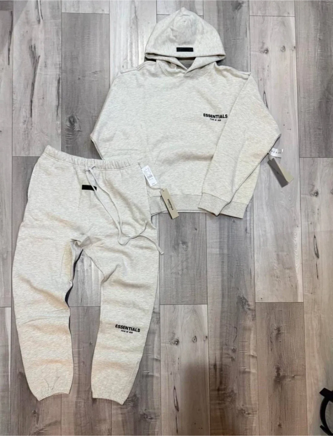 Essentials Fear Of God Light Oatmeal Hoodie & Sweatpants Set