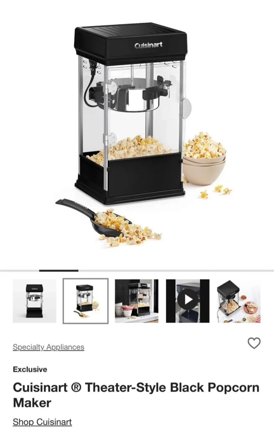 Cuisinart Theater-Style Black Popcorn Maker