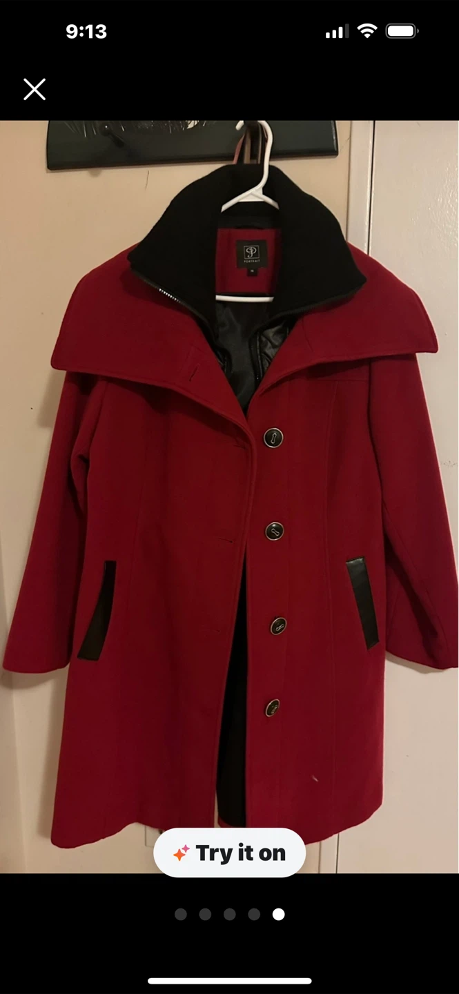 Portrait Red Winter Coat - Size 16