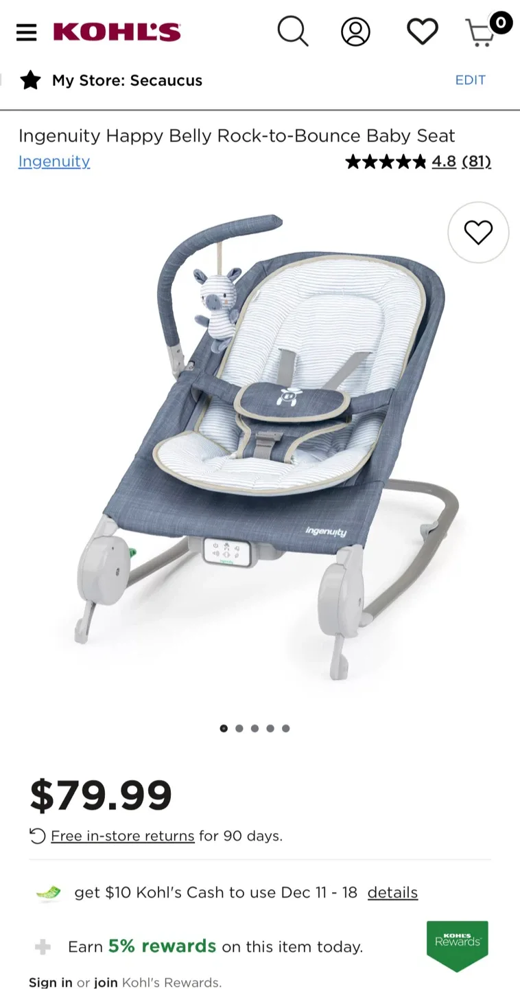 Ingenuity Happy Belly Rock-to-Bounce Seat - 0-6M