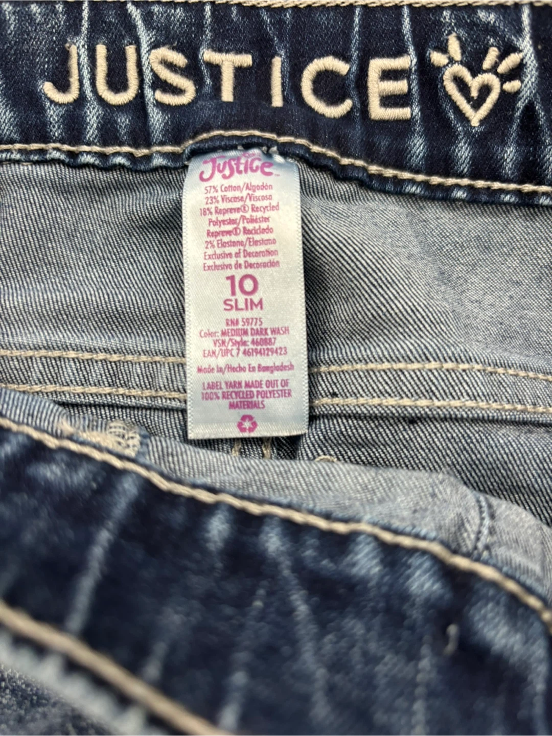 Justice Girls Jeans Size 10 Slim - photo 4