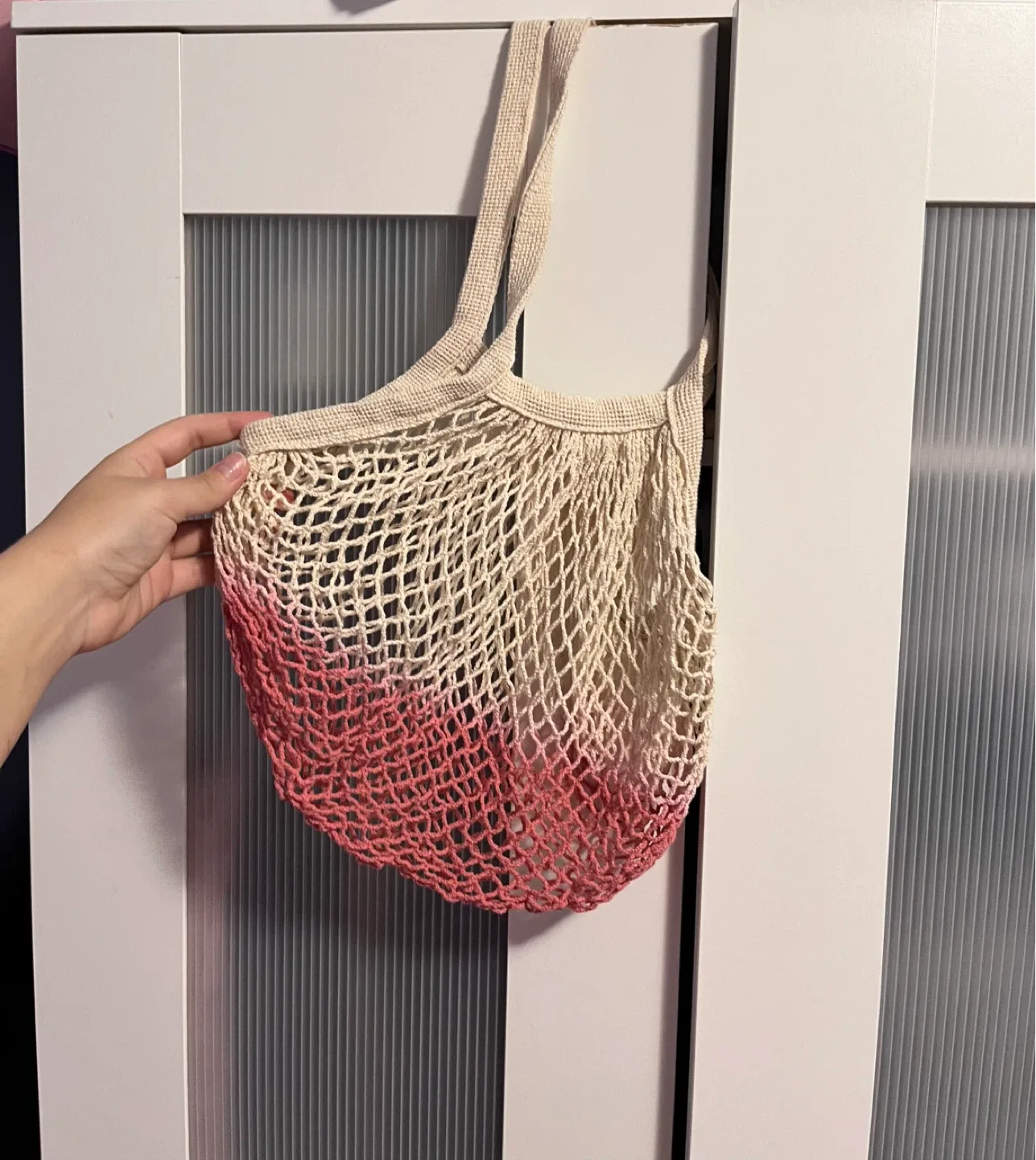 Net Market Bag - Beige and Pink