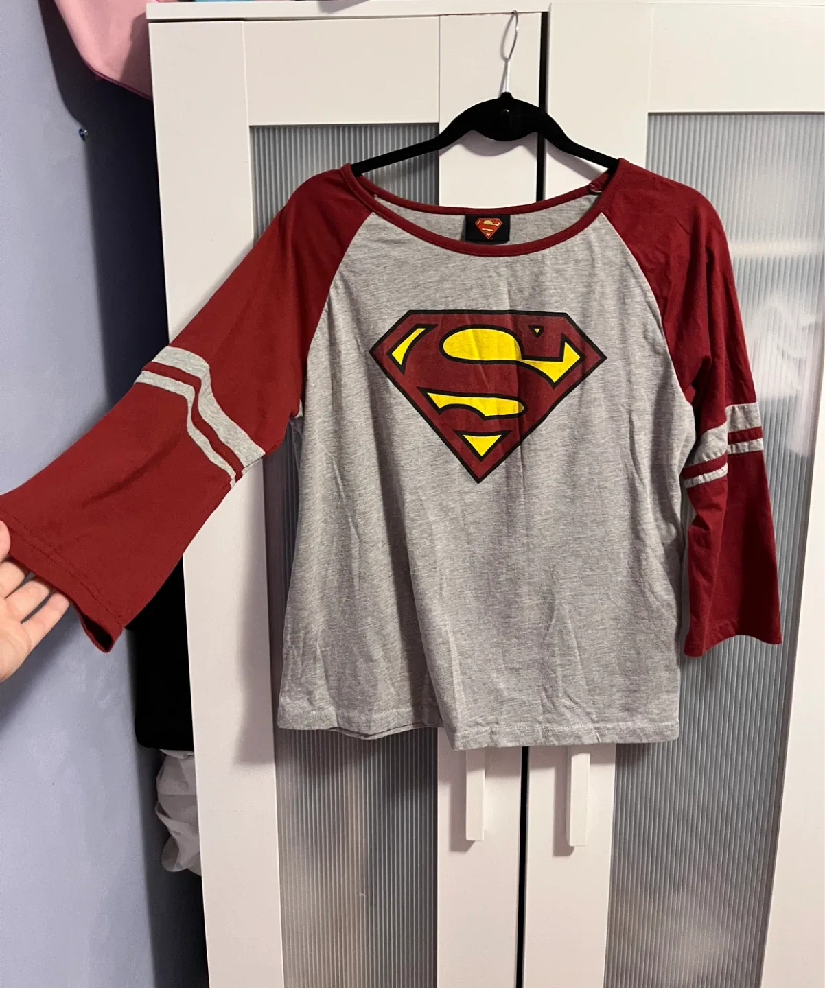 Superman Grey & Red Long Sleeve Shirt
