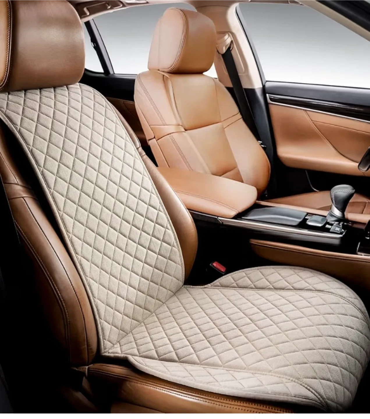 Car Seat Cover - Beige Quilted Design