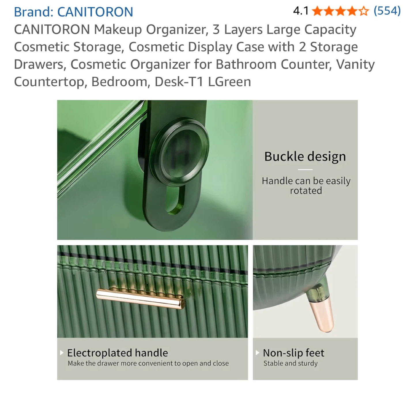 CANITORON 3-Layer Makeup Organizer - LGreen - photo 2